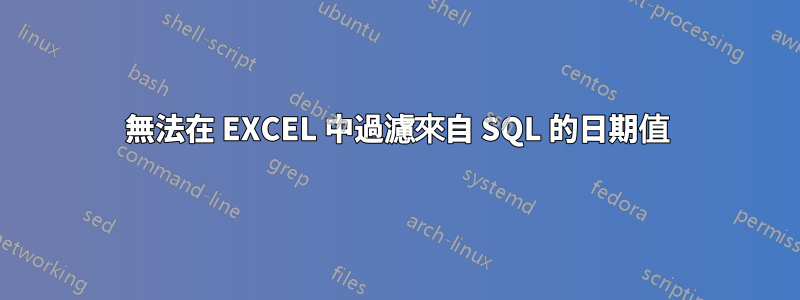 無法在 EXCEL 中過濾來自 SQL 的日期值