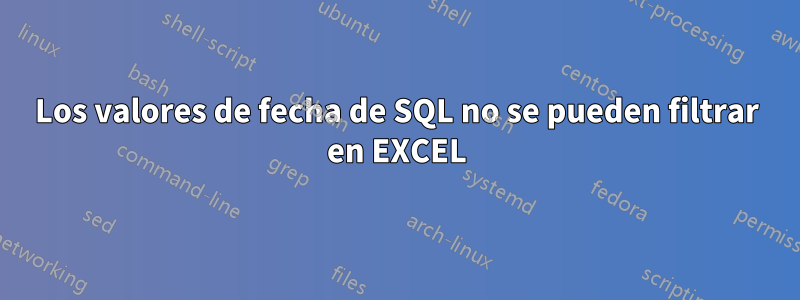 Los valores de fecha de SQL no se pueden filtrar en EXCEL