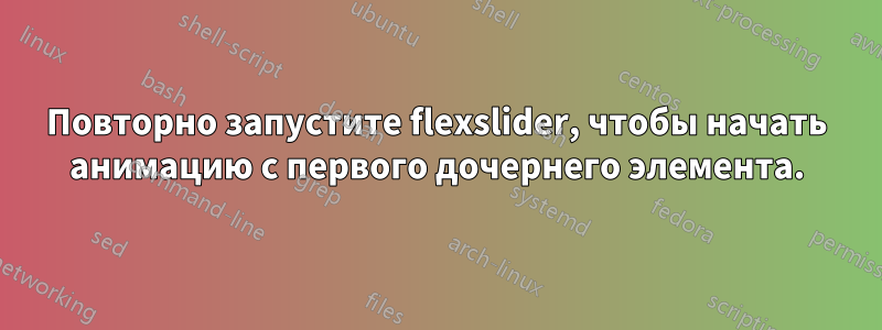 Повторно запустите flexslider, чтобы начать анимацию с первого дочернего элемента.