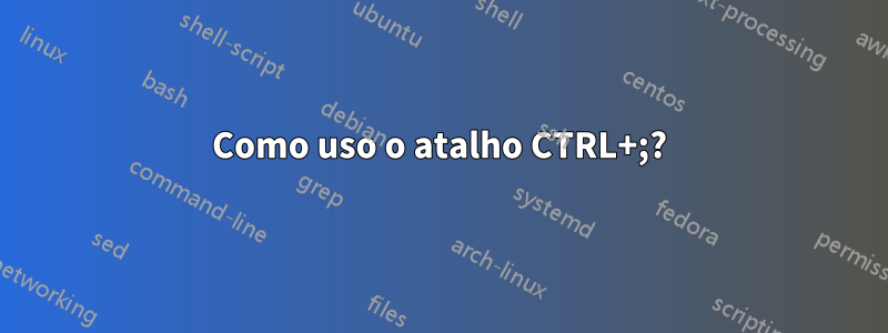 Como uso o atalho CTRL+;?