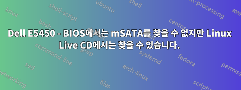 Dell E5450 - BIOS에서는 mSATA를 찾을 수 없지만 Linux Live CD에서는 찾을 수 있습니다.