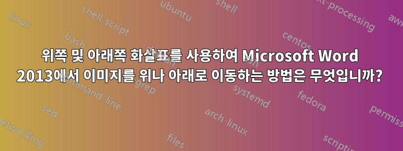 위쪽 및 아래쪽 화살표를 사용하여 Microsoft Word 2013에서 이미지를 위나 아래로 이동하는 방법은 무엇입니까?