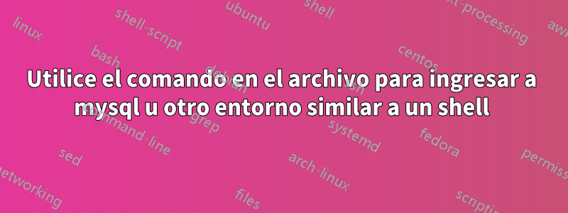 Utilice el comando en el archivo para ingresar a mysql u otro entorno similar a un shell