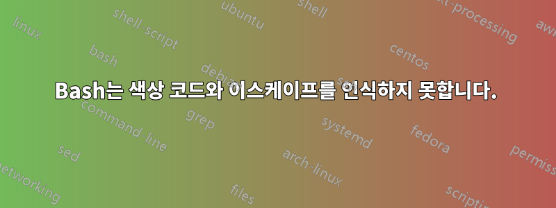 Bash는 색상 코드와 이스케이프를 인식하지 못합니다.
