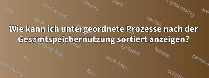 Wie kann ich untergeordnete Prozesse nach der Gesamtspeichernutzung sortiert anzeigen?