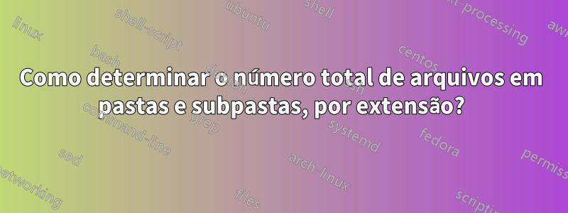 Como determinar o número total de arquivos em pastas e subpastas, por extensão?