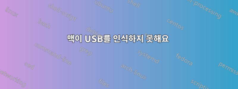 맥이 USB를 인식하지 못해요