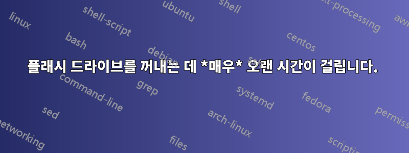 플래시 드라이브를 꺼내는 데 *매우* 오랜 시간이 걸립니다.