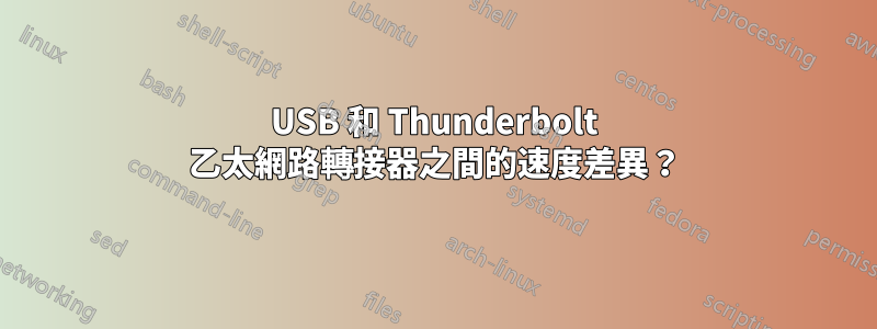 USB 和 Thunderbolt 乙太網路轉接器之間的速度差異？