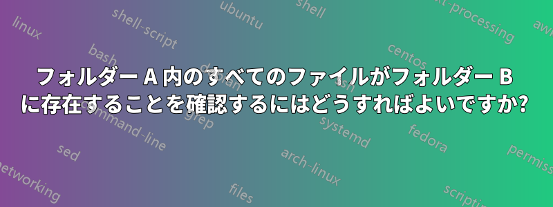 フォルダー A 内のすべてのファイルがフォルダー B に存在することを確認するにはどうすればよいですか?