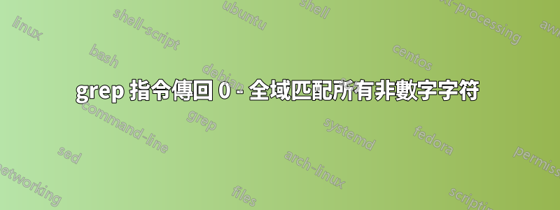 grep 指令傳回 0 - 全域匹配所有非數字字符