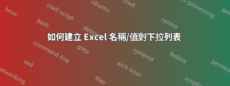 如何建立 Excel 名稱/值對下拉列表