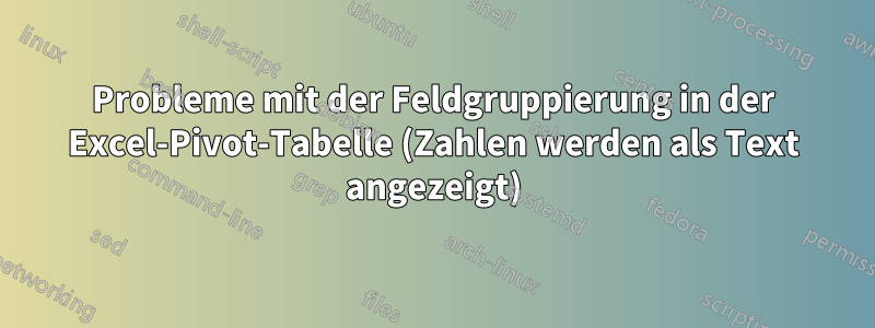 Probleme mit der Feldgruppierung in der Excel-Pivot-Tabelle (Zahlen werden als Text angezeigt)