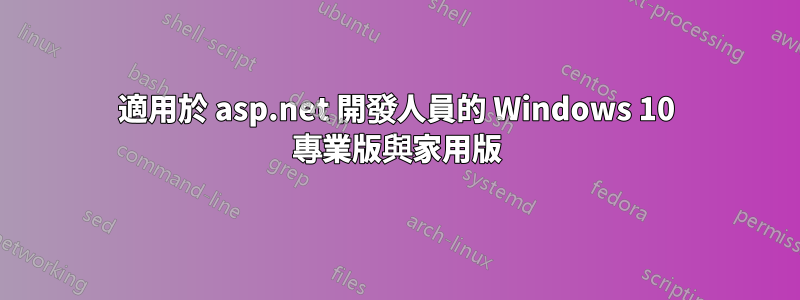 適用於 asp.net 開發人員的 Windows 10 專業版與家用版