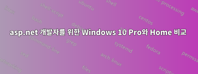 asp.net 개발자를 위한 Windows 10 Pro와 Home 비교