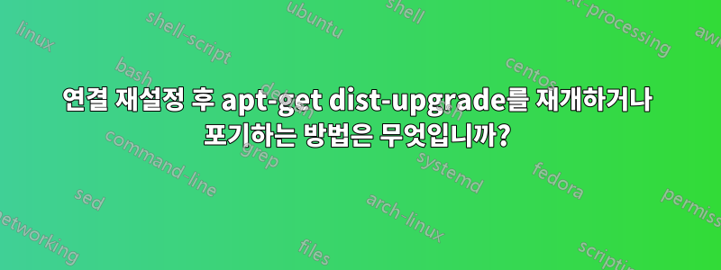 연결 재설정 후 apt-get dist-upgrade를 재개하거나 포기하는 방법은 무엇입니까?