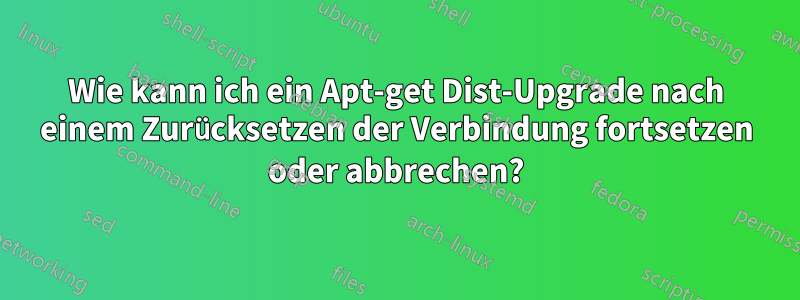 Wie kann ich ein Apt-get Dist-Upgrade nach einem Zurücksetzen der Verbindung fortsetzen oder abbrechen?