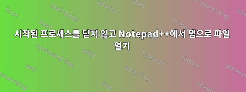 시작된 프로세스를 닫지 않고 Notepad++에서 탭으로 파일 열기