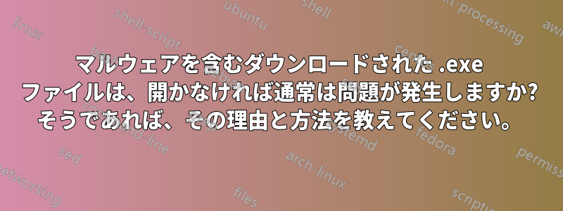 マルウェアを含むダウンロードされた .exe ファイルは、開かなければ通常は問題が発生しますか? そうであれば、その理由と方法を教えてください。