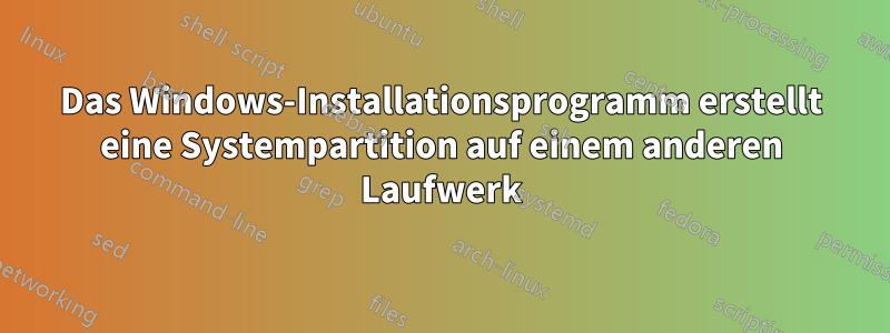 Das Windows-Installationsprogramm erstellt eine Systempartition auf einem anderen Laufwerk