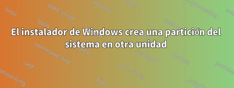 El instalador de Windows crea una partición del sistema en otra unidad