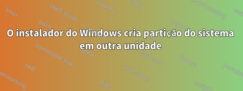 O instalador do Windows cria partição do sistema em outra unidade