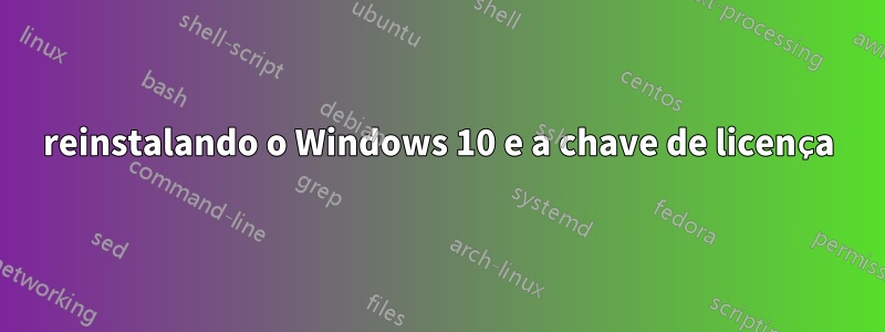 reinstalando o Windows 10 e a chave de licença