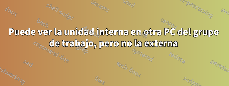 Puede ver la unidad interna en otra PC del grupo de trabajo, pero no la externa