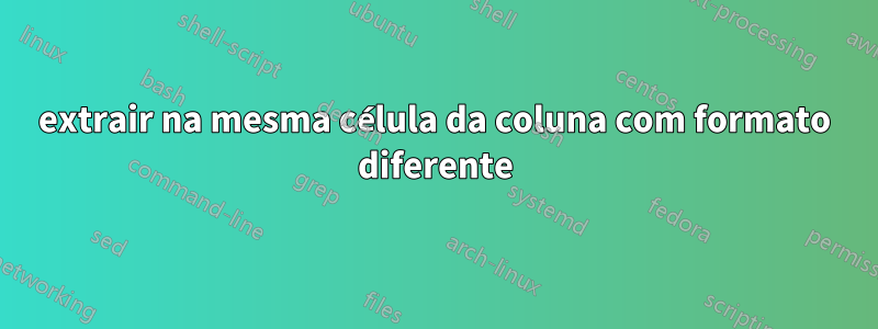 extrair na mesma célula da coluna com formato diferente