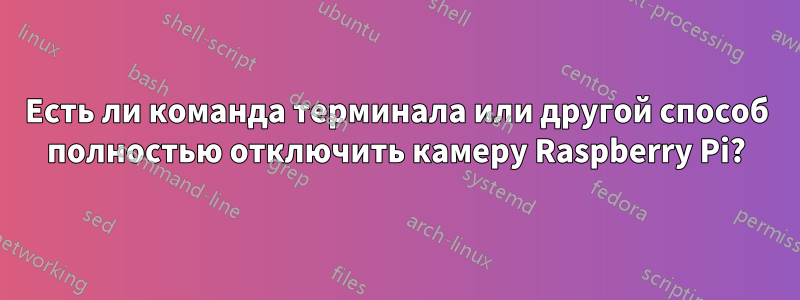 Есть ли команда терминала или другой способ полностью отключить камеру Raspberry Pi?