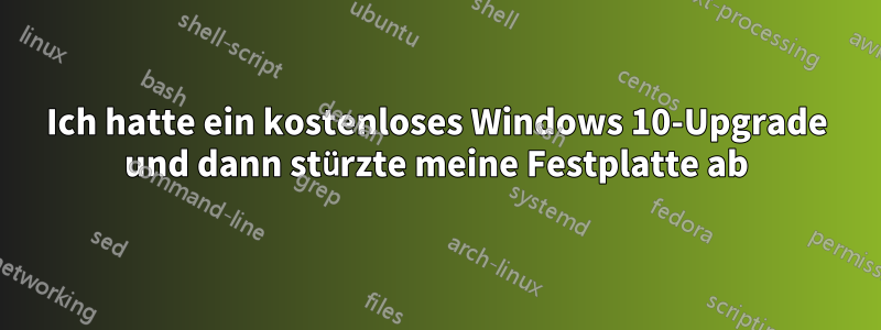 Ich hatte ein kostenloses Windows 10-Upgrade und dann stürzte meine Festplatte ab