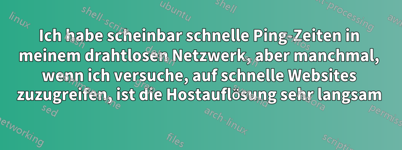 Ich habe scheinbar schnelle Ping-Zeiten in meinem drahtlosen Netzwerk, aber manchmal, wenn ich versuche, auf schnelle Websites zuzugreifen, ist die Hostauflösung sehr langsam