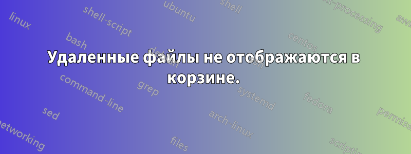 Удаленные файлы не отображаются в корзине.