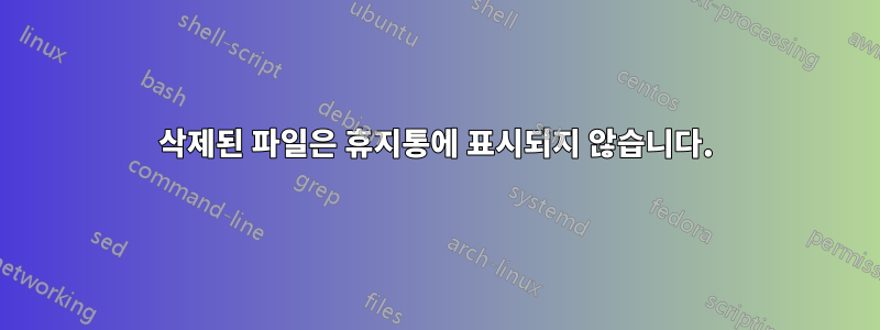 삭제된 파일은 휴지통에 표시되지 않습니다.