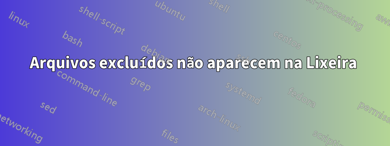 Arquivos excluídos não aparecem na Lixeira