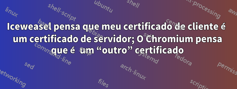 Iceweasel pensa que meu certificado de cliente é um certificado de servidor; O Chromium pensa que é um “outro” certificado