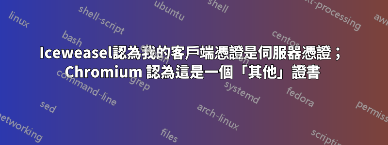 Iceweasel認為我的客戶端憑證是伺服器憑證； Chromium 認為這是一個「其他」證書