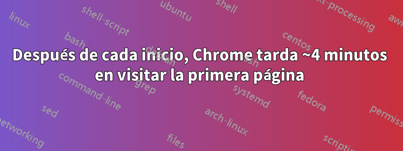 Después de cada inicio, Chrome tarda ~4 minutos en visitar la primera página