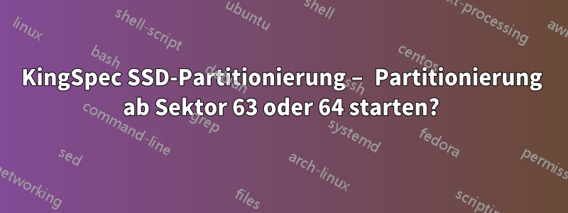 KingSpec SSD-Partitionierung – Partitionierung ab Sektor 63 oder 64 starten?