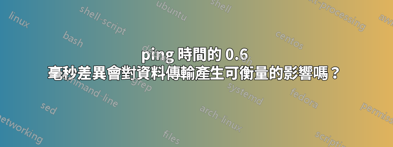 ping 時間的 0.6 毫秒差異會對資料傳輸產生可衡量的影響嗎？