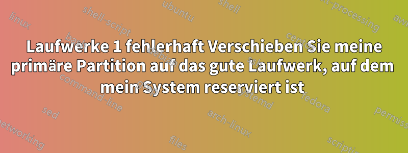 2 Laufwerke 1 fehlerhaft Verschieben Sie meine primäre Partition auf das gute Laufwerk, auf dem mein System reserviert ist