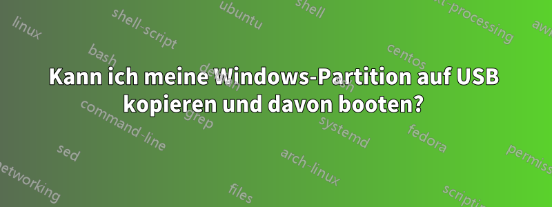 Kann ich meine Windows-Partition auf USB kopieren und davon booten?