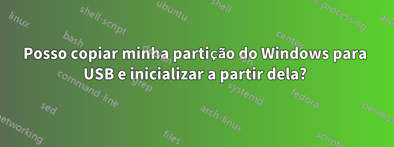 Posso copiar minha partição do Windows para USB e inicializar a partir dela?