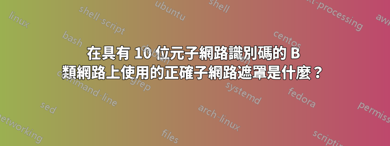 在具有 10 位元子網路識別碼的 B 類網路上使用的正確子網路遮罩是什麼？