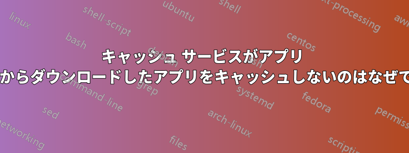 キャッシュ サービスがアプリ ストアからダウンロードしたアプリをキャッシュしないのはなぜですか?