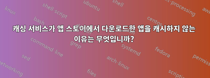 캐싱 서비스가 앱 스토어에서 다운로드한 앱을 캐시하지 않는 이유는 무엇입니까?