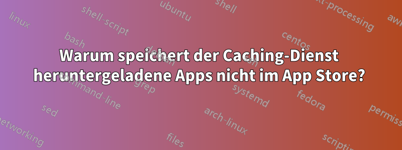 Warum speichert der Caching-Dienst heruntergeladene Apps nicht im App Store?