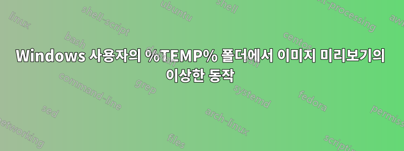 Windows 사용자의 %TEMP% 폴더에서 이미지 미리보기의 이상한 동작