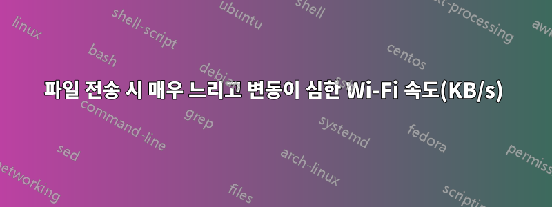 파일 전송 시 매우 느리고 변동이 심한 Wi-Fi 속도(KB/s)