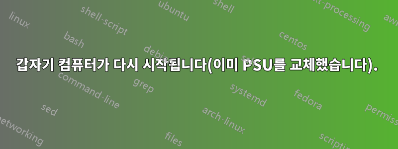 갑자기 컴퓨터가 다시 시작됩니다(이미 PSU를 교체했습니다).